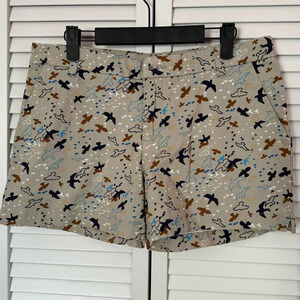 Patagonia Organic Cotton Novelty Birds Print Tan Shorts Hiking Camping Size 10